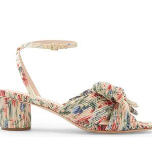 NEVER WORN, NEW IN BOX Loeffler Randall Dahlia Tan Floral Bow Heel Size 10